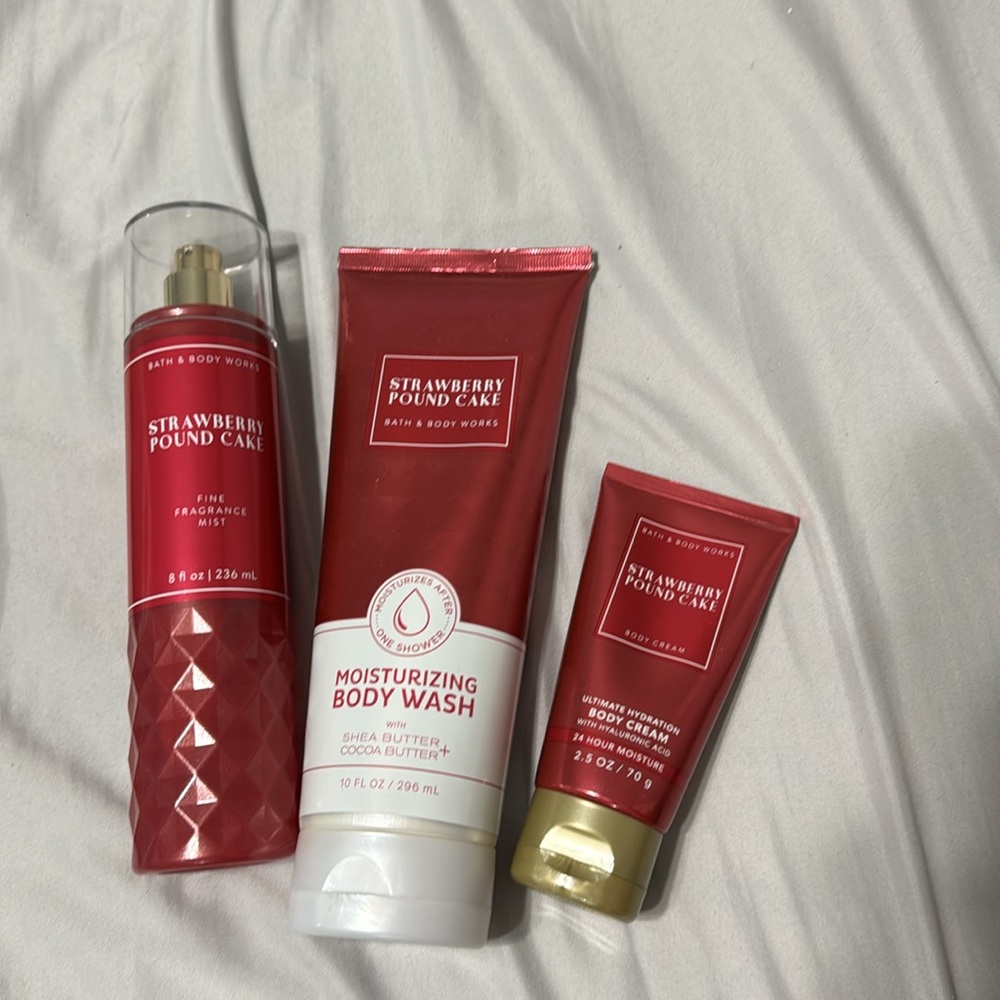 Strawberry pound cake bath and body works body wash lotion and spray